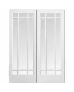 Manhattan White Primed Pair Clear Bevelled Glazed Internal Door 