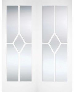 Reims Bevelled Clear Glazed Primed Solid Internal Pair