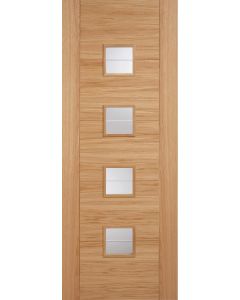 Vancouver Oak Brilliant Cut Clear Glazed (Small Square Glass) Pre-Finished Internal Door