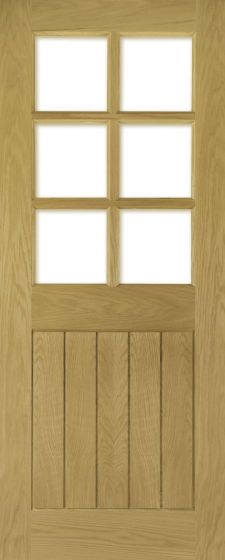 Ely Oak Glazed Pre-Finished with Clear Bevelled Glass Internal Doors